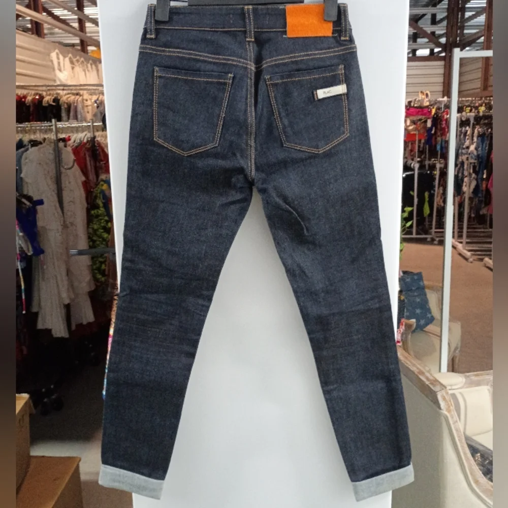 Pony Blue Skinny Jeans with Gold Stitching